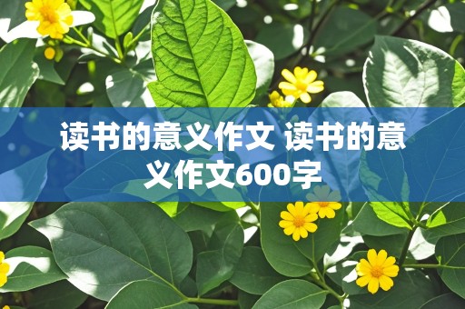 读书的意义作文 读书的意义作文600字