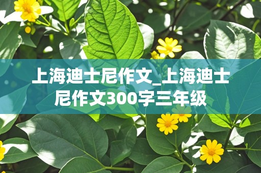 上海迪士尼作文_上海迪士尼作文300字三年级