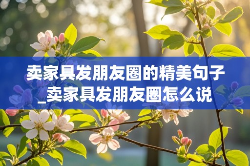 卖家具发朋友圈的精美句子_卖家具发朋友圈怎么说