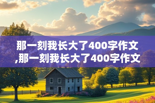 那一刻我长大了400字作文,那一刻我长大了400字作文优秀