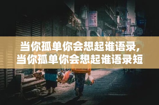 当你孤单你会想起谁语录,当你孤单你会想起谁语录短句