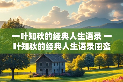 一叶知秋的经典人生语录 一叶知秋的经典人生语录闺蜜