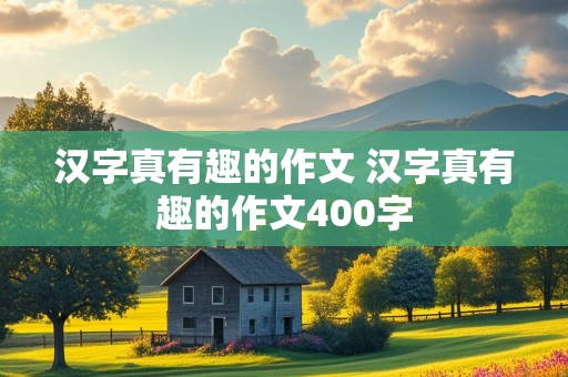 汉字真有趣的作文 汉字真有趣的作文400字