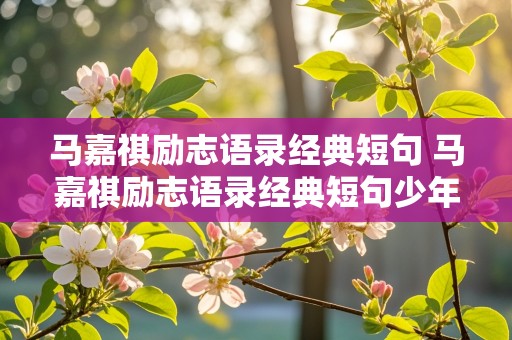 马嘉祺励志语录经典短句 马嘉祺励志语录经典短句少年