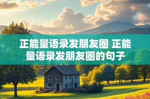 正能量语录发朋友圈 正能量语录发朋友圈的句子