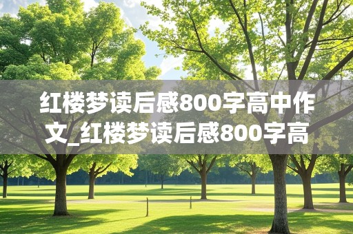 红楼梦读后感800字高中作文_红楼梦读后感800字高中作文优秀