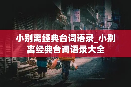 小别离经典台词语录_小别离经典台词语录大全