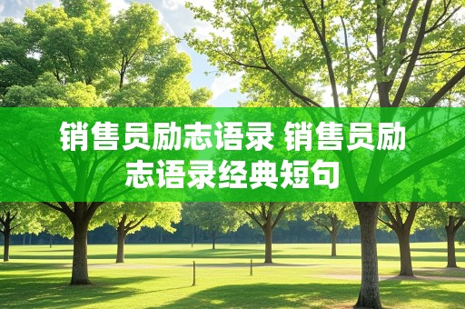 销售员励志语录 销售员励志语录经典短句