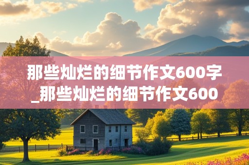 那些灿烂的细节作文600字_那些灿烂的细节作文600字左右