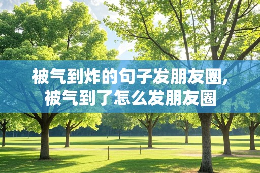 被气到炸的句子发朋友圈,被气到了怎么发朋友圈