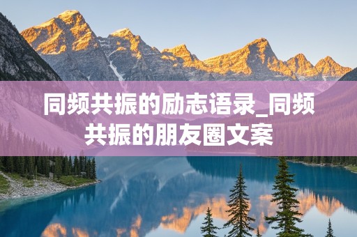 同频共振的励志语录_同频共振的朋友圈文案