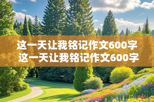 这一天让我铭记作文600字 这一天让我铭记作文600字初中