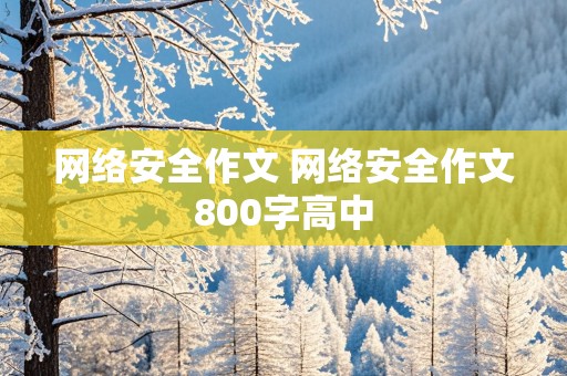 网络安全作文 网络安全作文800字高中