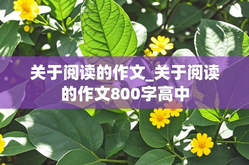 关于阅读的作文_关于阅读的作文800字高中