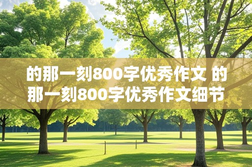 的那一刻800字优秀作文 的那一刻800字优秀作文细节描写