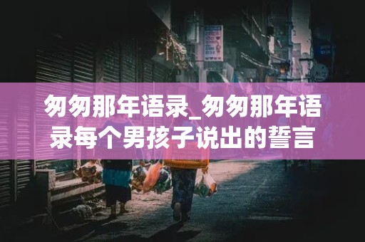 匆匆那年语录_匆匆那年语录每个男孩子说出的誓言