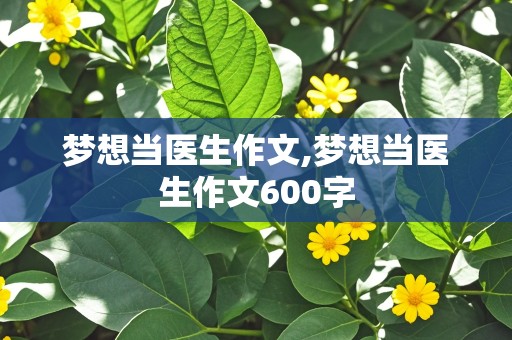 梦想当医生作文,梦想当医生作文600字