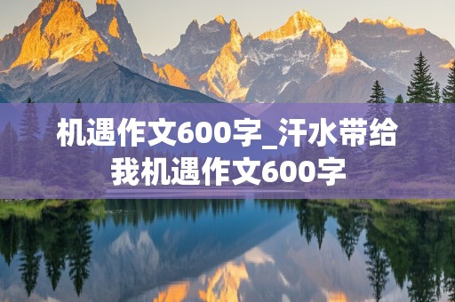 机遇作文600字_汗水带给我机遇作文600字