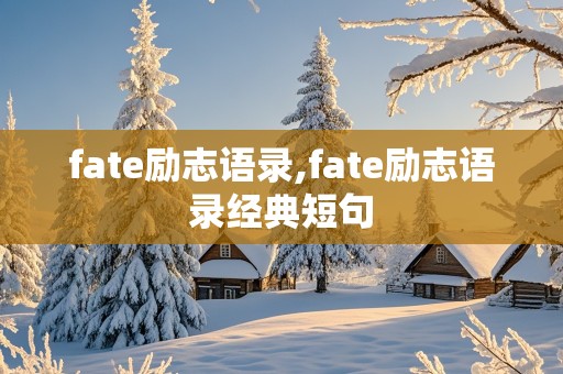 fate励志语录,fate励志语录经典短句