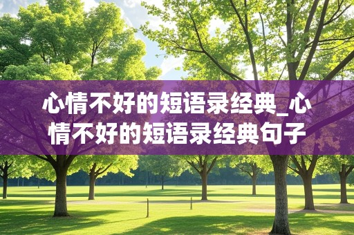 心情不好的短语录经典_心情不好的短语录经典句子