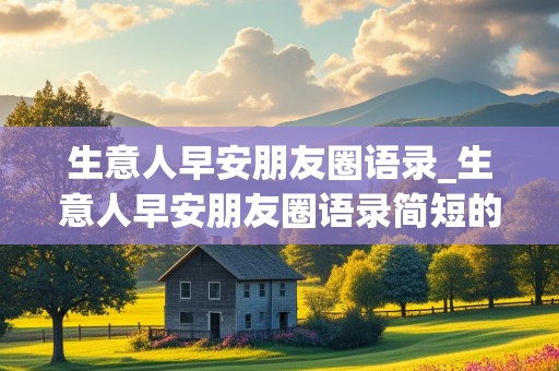 生意人早安朋友圈语录_生意人早安朋友圈语录简短的