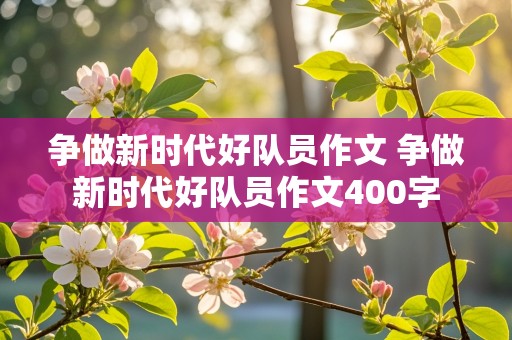 争做新时代好队员作文 争做新时代好队员作文400字