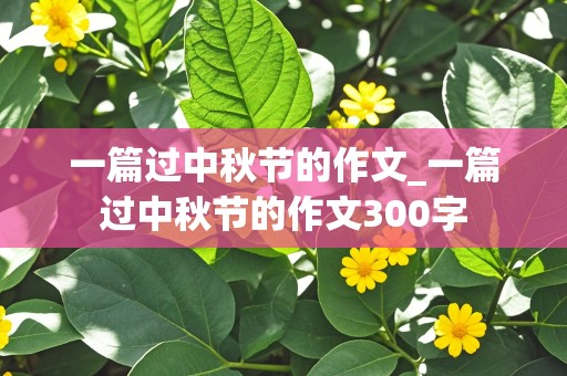 一篇过中秋节的作文_一篇过中秋节的作文300字