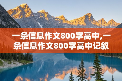 一条信息作文800字高中,一条信息作文800字高中记叙文