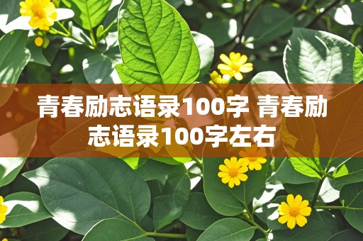 青春励志语录100字 青春励志语录100字左右