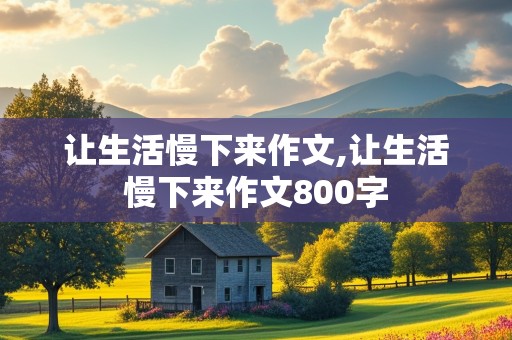 让生活慢下来作文,让生活慢下来作文800字