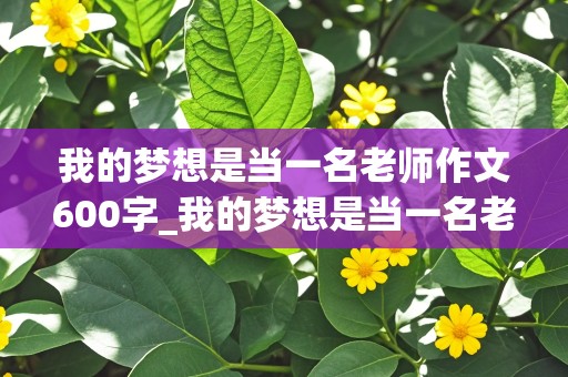 我的梦想是当一名老师作文600字_我的梦想是当一名老师作文600字初二