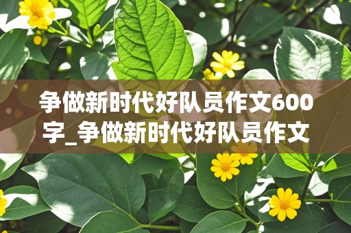 争做新时代好队员作文600字_争做新时代好队员作文600字左右