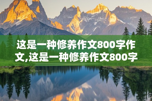 这是一种修养作文800字作文,这是一种修养作文800字作文怎么写