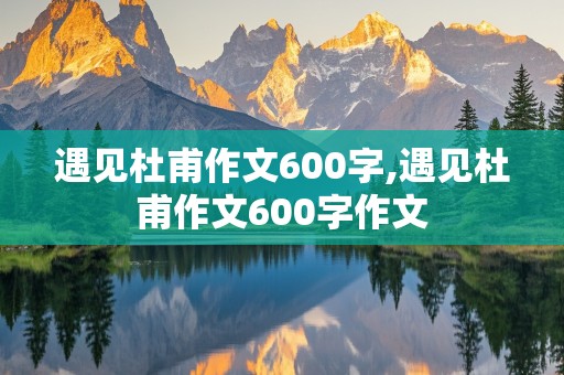 遇见杜甫作文600字,遇见杜甫作文600字作文