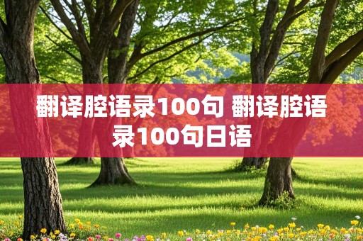 翻译腔语录100句 翻译腔语录100句日语