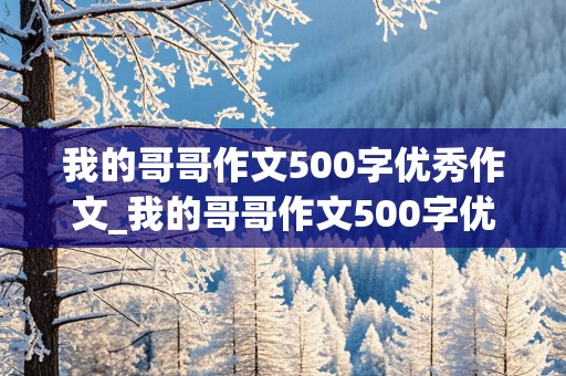 我的哥哥作文500字优秀作文_我的哥哥作文500字优秀作文四年级