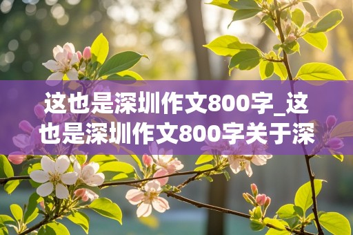 这也是深圳作文800字_这也是深圳作文800字关于深圳精神