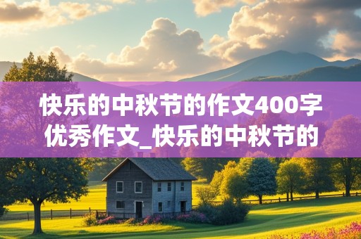 快乐的中秋节的作文400字优秀作文_快乐的中秋节的作文400字优秀作文怎么写