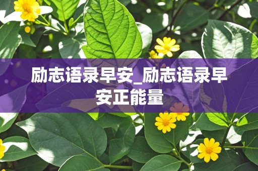 励志语录早安_励志语录早安正能量