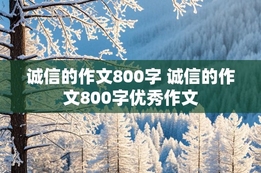 诚信的作文800字 诚信的作文800字优秀作文