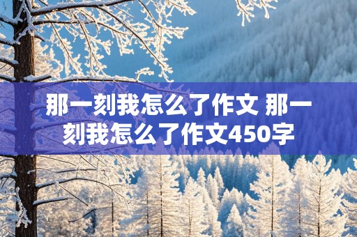 那一刻我怎么了作文 那一刻我怎么了作文450字