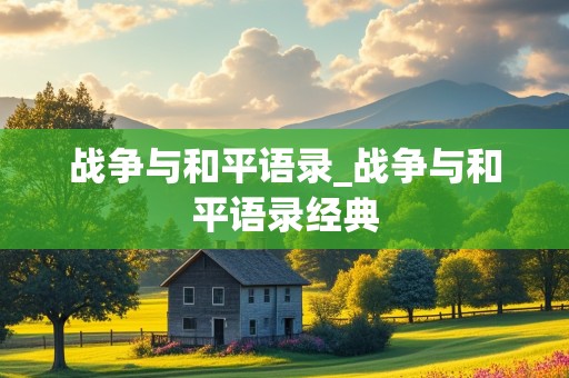 战争与和平语录_战争与和平语录经典