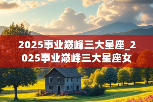 2025事业巅峰三大星座_2025事业巅峰三大星座女