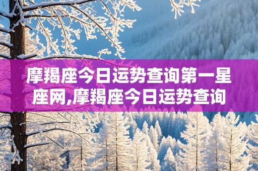 摩羯座今日运势查询第一星座网,摩羯座今日运势查询第一星座网l