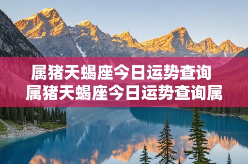 属猪天蝎座今日运势查询 属猪天蝎座今日运势查询属狗属狗双鱼今日运式