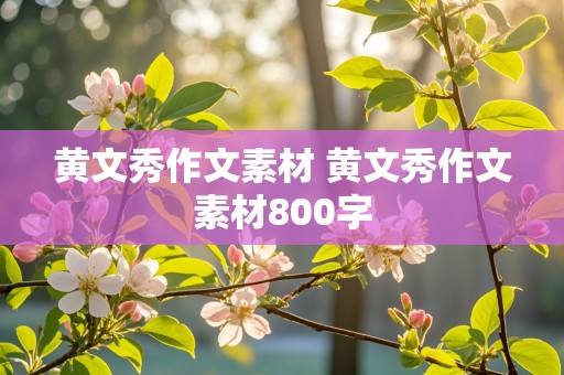 黄文秀作文素材 黄文秀作文素材800字