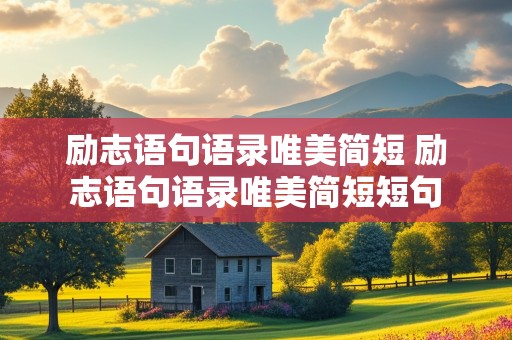 励志语句语录唯美简短 励志语句语录唯美简短短句