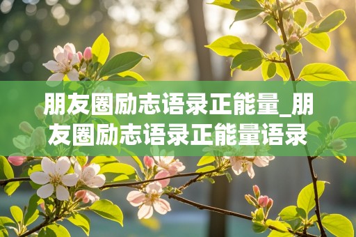 朋友圈励志语录正能量_朋友圈励志语录正能量语录