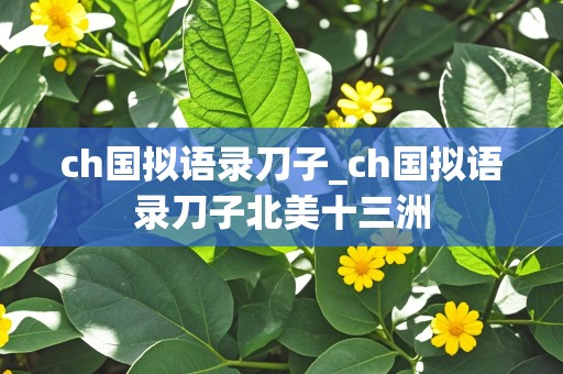 ch国拟语录刀子_ch国拟语录刀子北美十三洲