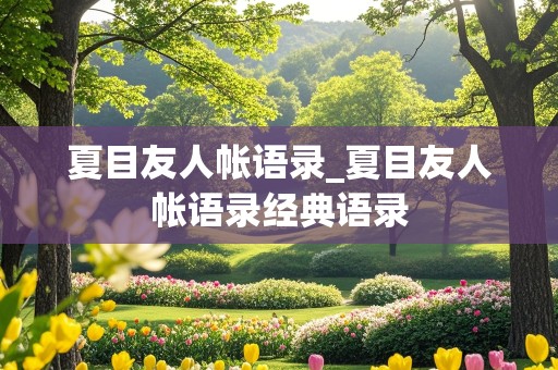 夏目友人帐语录_夏目友人帐语录经典语录